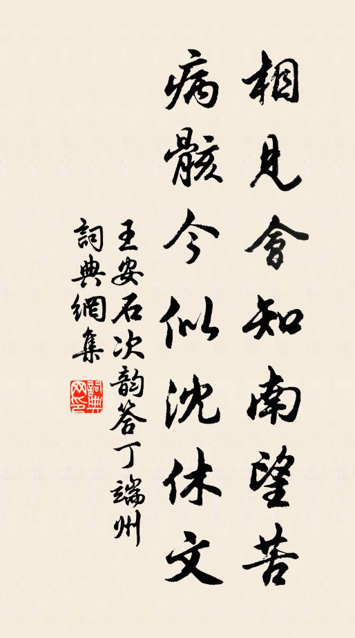 王安石相见会知南望苦，病骸今似沈休文书法作品欣赏