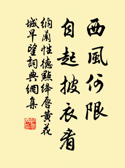 纳兰性德西风何限，自起披衣看书法作品欣赏