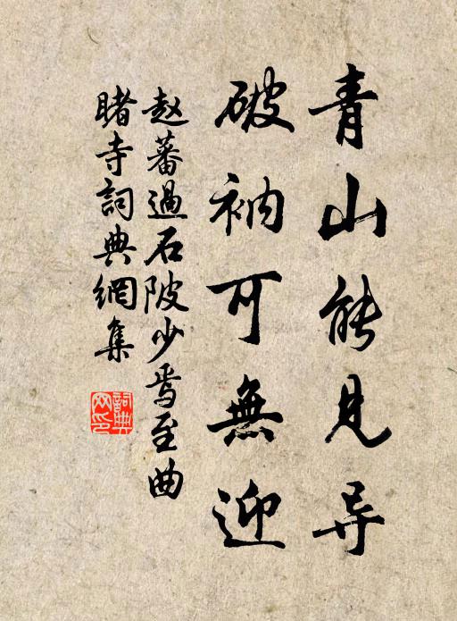 赵蕃青山能见导，破衲可无迎书法作品欣赏