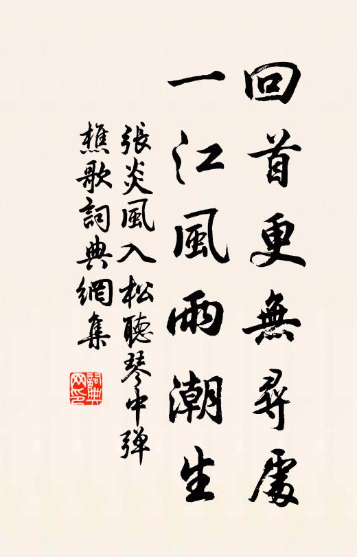 张炎回首更无寻处，一江风雨潮生书法作品欣赏