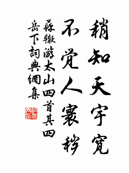 苏辙稍知天宇宽，不觉人寰秽书法作品欣赏