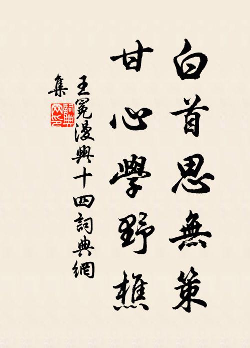 王冕白首思无策，甘心学野樵书法作品欣赏
