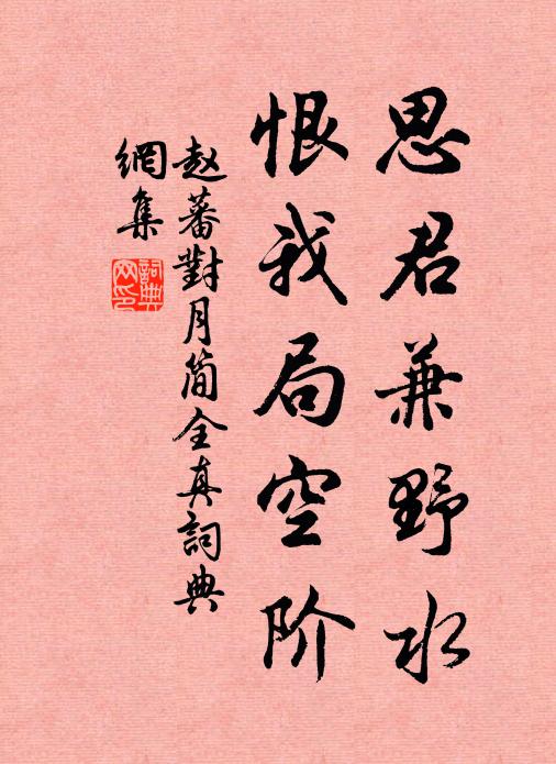 赵蕃思君兼野水，恨我局空阶书法作品欣赏
