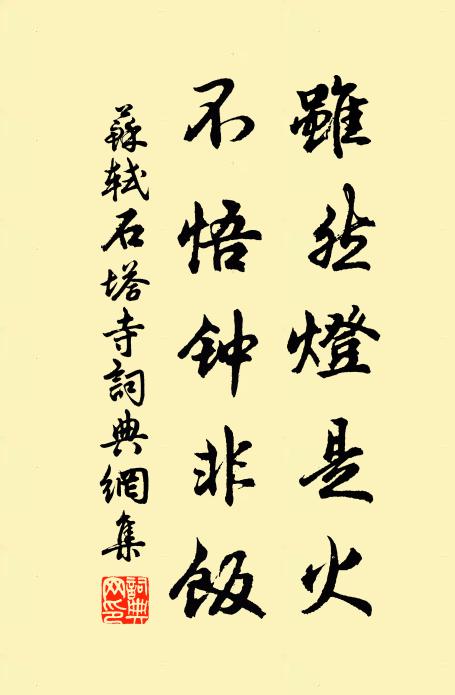 苏轼虽然灯是火，不悟钟非饭书法作品欣赏
