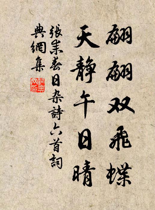 张耒翩翩双飞蝶，天静午日晴书法作品欣赏