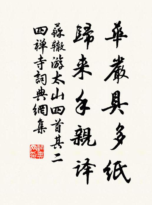 苏辙华严具多纸，归来手亲译书法作品欣赏