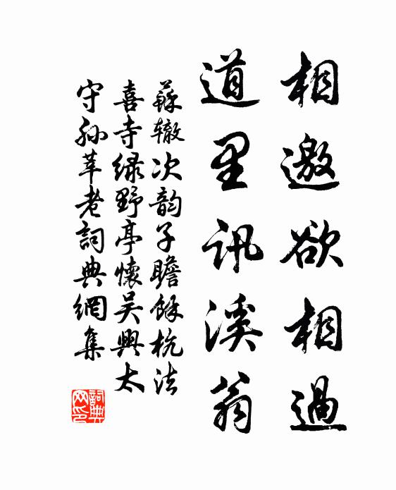 苏辙相邀欲相过，道里讯溪翁书法作品欣赏