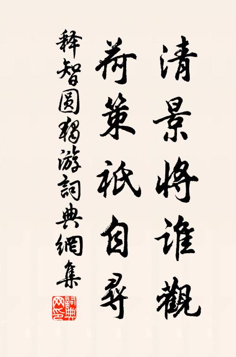 释智圆清景将谁观，荷策祇自寻书法作品欣赏