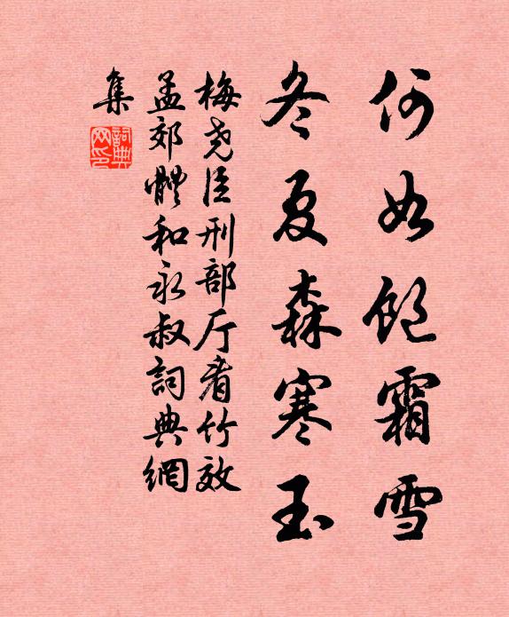 梅尧臣何如饱霜雪，冬夏森寒玉书法作品欣赏