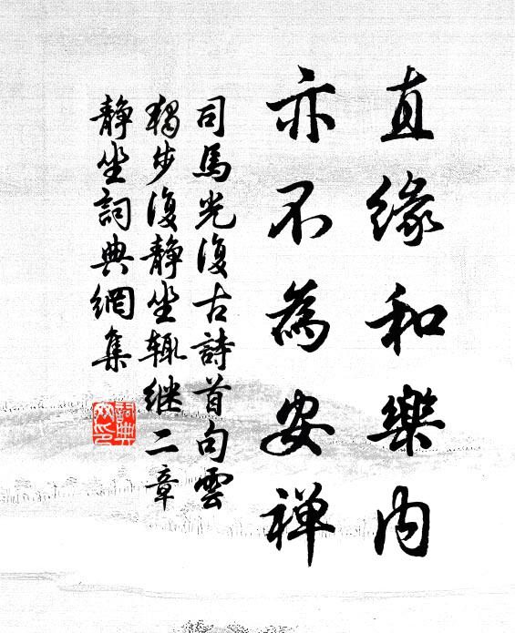 司马光直缘和乐内，亦不为安禅书法作品欣赏