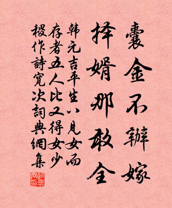 韩元吉囊金不办嫁,择婿那敢全书法作品欣赏