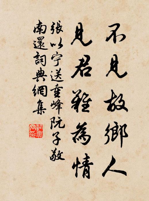 张以宁不见故乡人，见君难为情书法作品欣赏