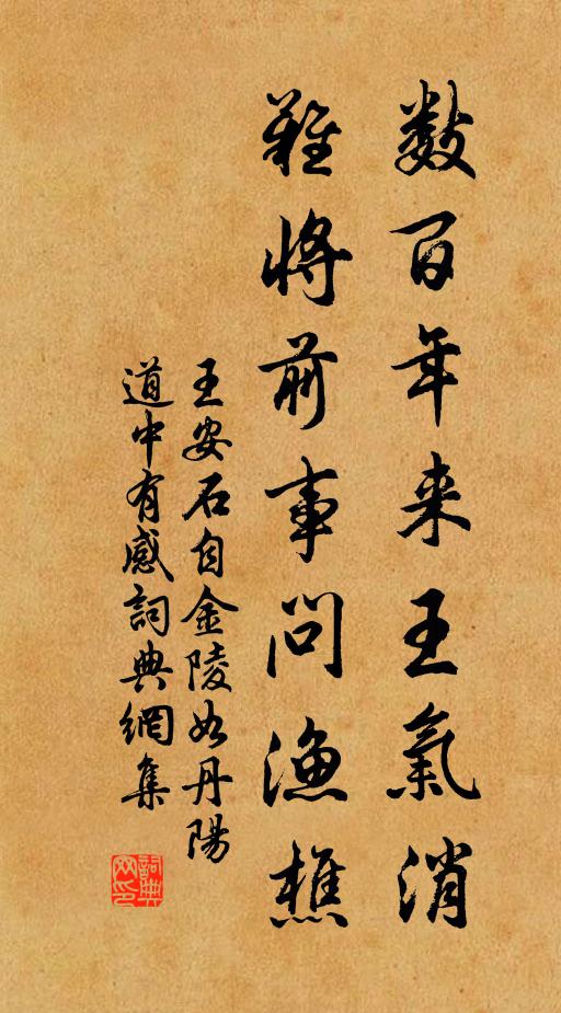 王安石数百年来王气消，难将前事问渔樵书法作品欣赏