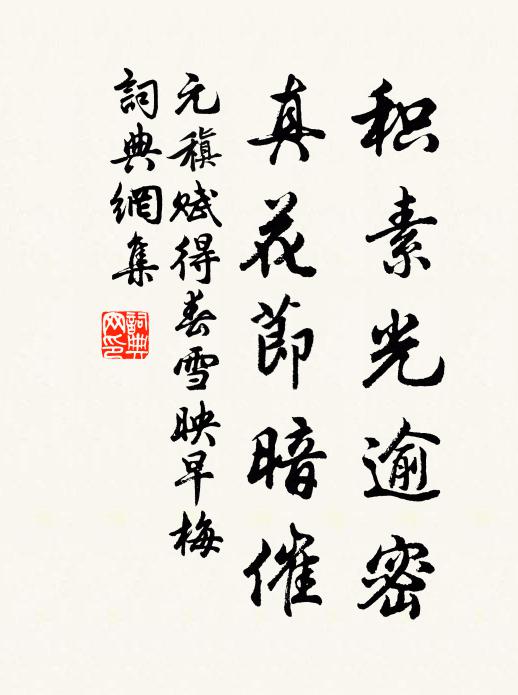 元稹积素光逾密，真花节暗催书法作品欣赏