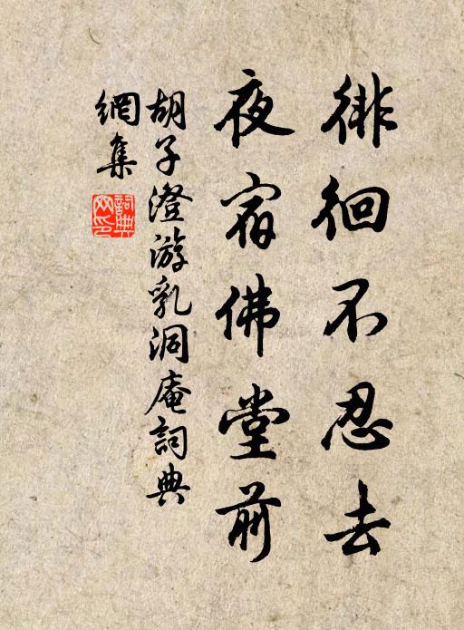 胡子澄徘徊不忍去，夜宿佛堂前书法作品欣赏
