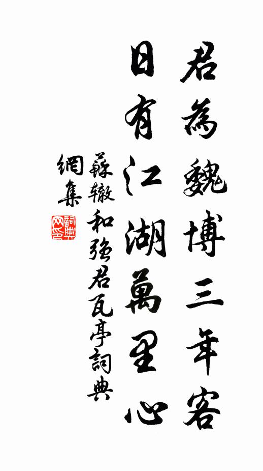 苏辙君为魏博三年客，日有江湖万里心书法作品欣赏