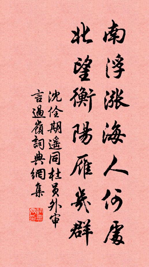 沈佺期南浮涨海人何处，北望衡阳雁几群书法作品欣赏