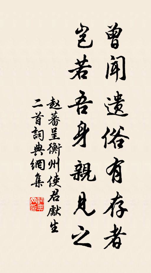 赵蕃曾闻遗俗有存者，岂若吾身亲见之书法作品欣赏