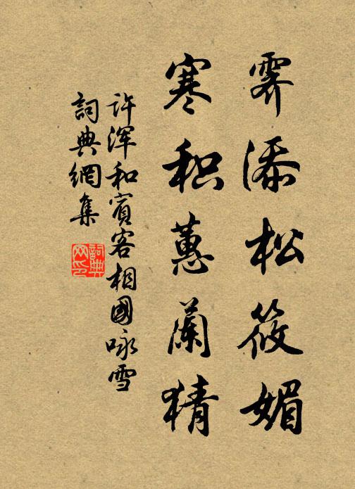 许浑霁添松筱媚，寒积蕙兰猜书法作品欣赏