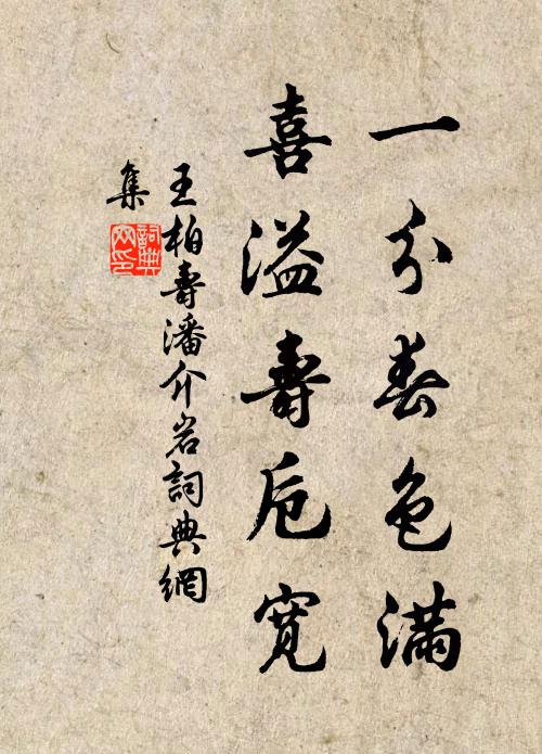 王柏一分春色满，喜溢寿卮宽书法作品欣赏