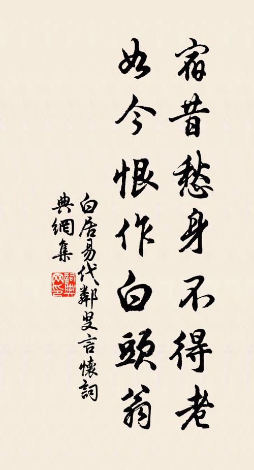 白居易宿昔愁身不得老，如今恨作白头翁书法作品欣赏