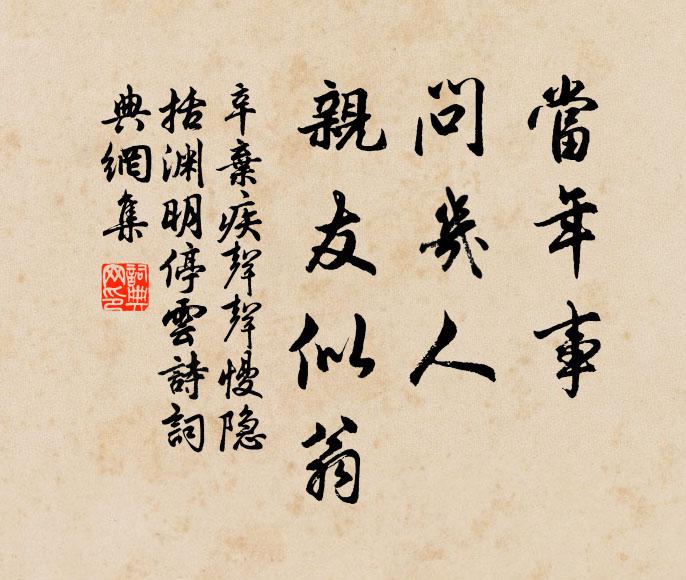 辛弃疾当年事，问几人、亲友似翁书法作品欣赏