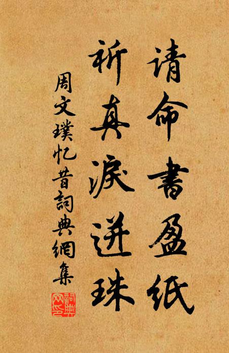 周文璞请命书盈纸，祈真泪迸珠书法作品欣赏