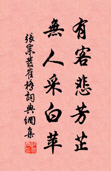 张耒有客悲芳芷，无人采白苹书法作品欣赏
