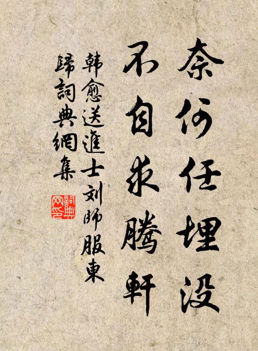 韩愈奈何任埋没，不自求腾轩书法作品欣赏