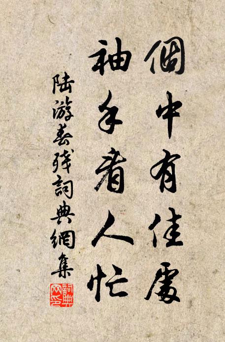 陆游个中有佳处，袖手看人忙书法作品欣赏
