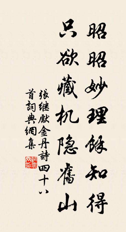 张继先昭昭妙理余知得，只欲藏机隐旧山书法作品欣赏