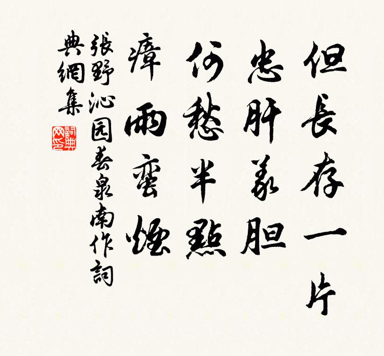 张野但长存一片，忠肝义胆，何愁半点，瘴雨蛮烟书法作品欣赏