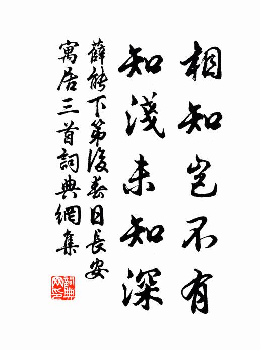 薛能相知岂不有，知浅未知深书法作品欣赏