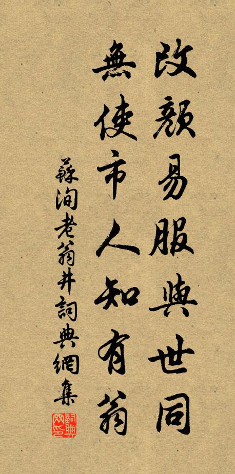 苏洵改颜易服与世同，无使市人知有翁书法作品欣赏