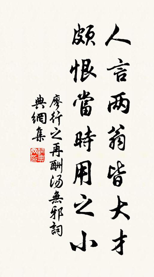 廖行之人言两翁皆大才,颇恨当时用之小书法作品欣赏