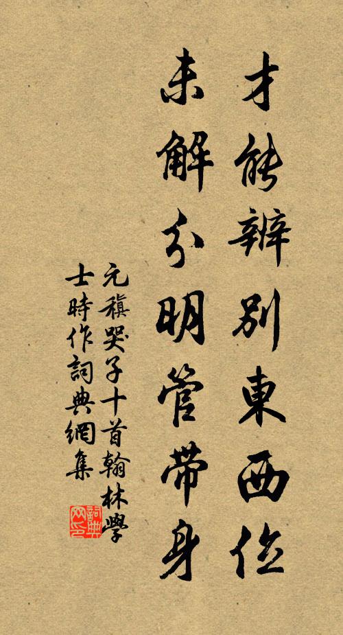 元稹才能辨别东西位，未解分明管带身书法作品欣赏