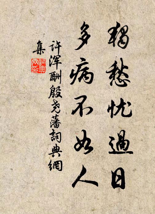 许浑独愁忧过日，多病不如人书法作品欣赏