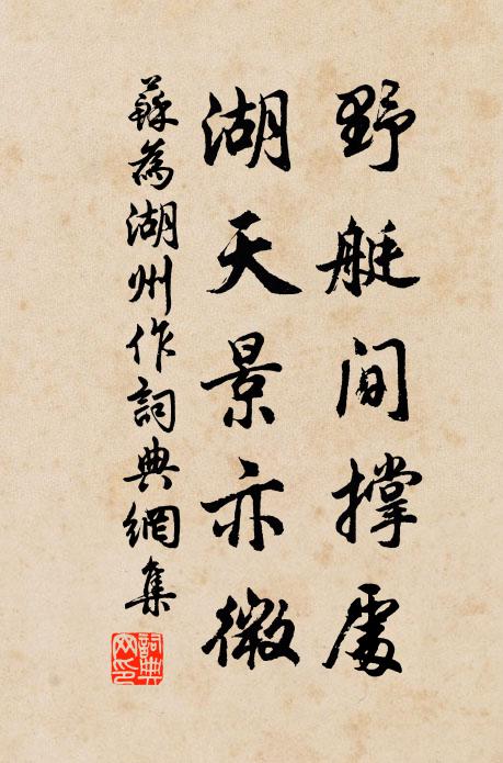 苏为野艇间撑处，湖天景亦微书法作品欣赏