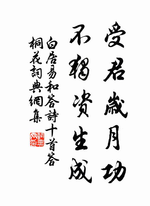 白居易受君岁月功,不独资生成书法作品欣赏