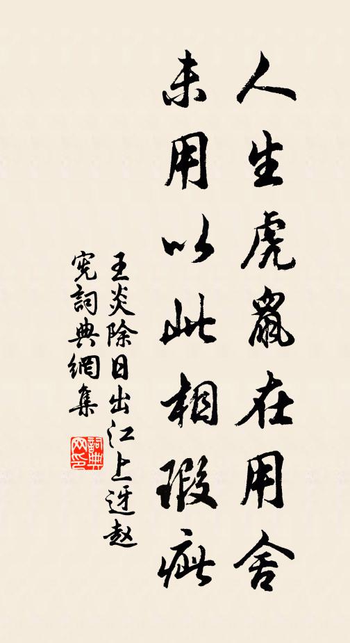王炎人生虎鼠在用舍，未用以此相瑕疵书法作品欣赏