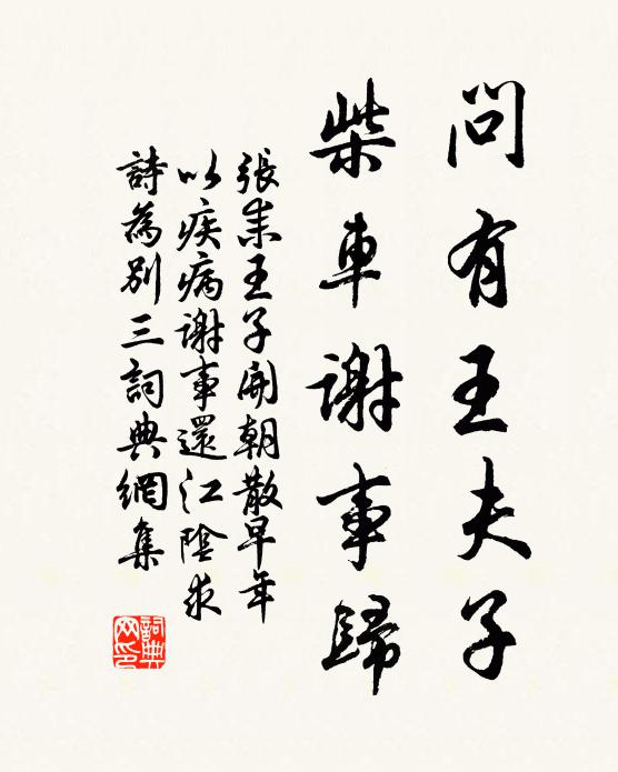 张耒问有王夫子，柴车谢事归书法作品欣赏