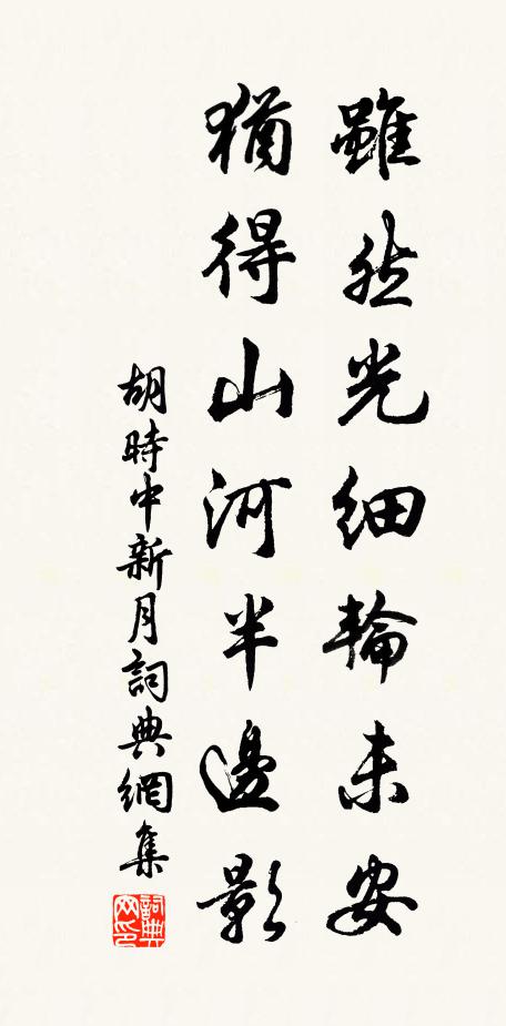 胡时中虽然光细轮未安，犹得山河半边影书法作品欣赏