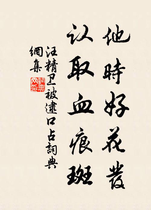 汪精卫他时好花发，认取血痕斑书法作品欣赏
