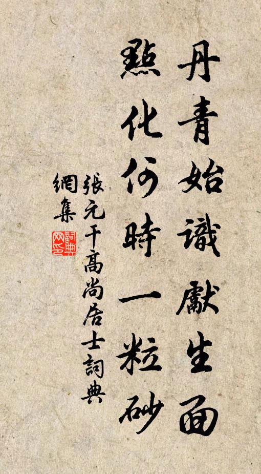 张元干丹青始识先生面，点化何时一粒砂书法作品欣赏