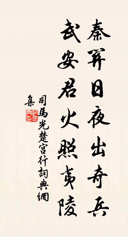 司马光秦关日夜出奇兵，武安君火照夷陵书法作品欣赏