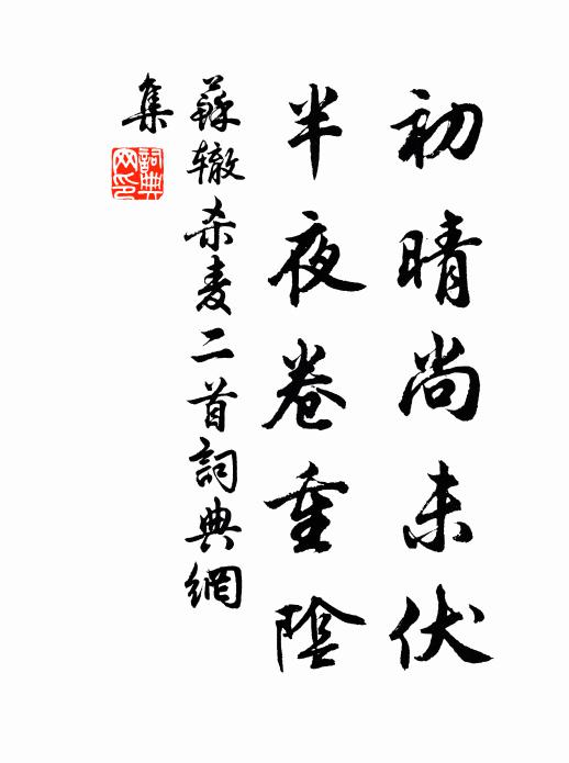 苏辙初晴尚未伏，半夜卷重阴书法作品欣赏