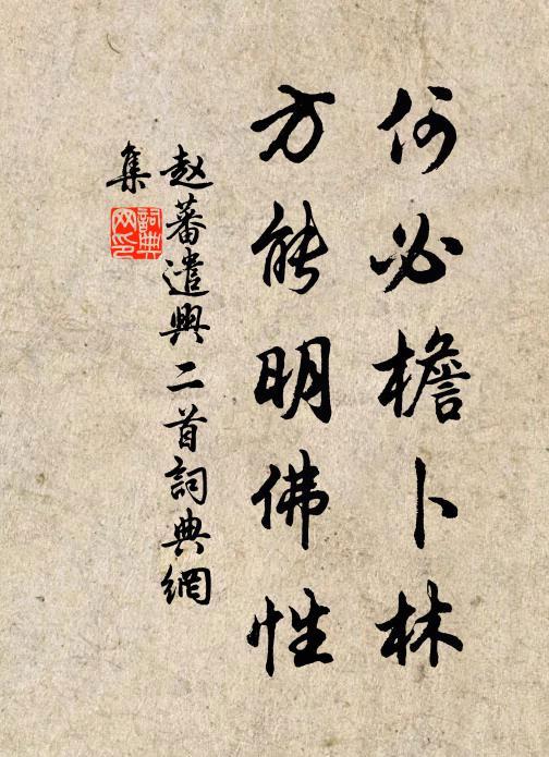 赵蕃何必檐卜林，方能明佛性书法作品欣赏