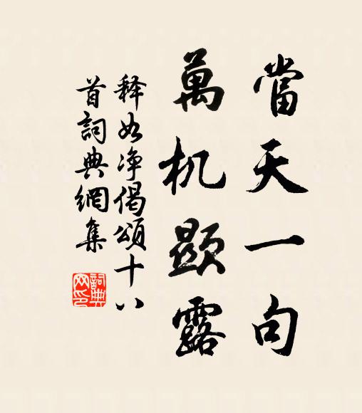 释如净当天一句，万机显露书法作品欣赏