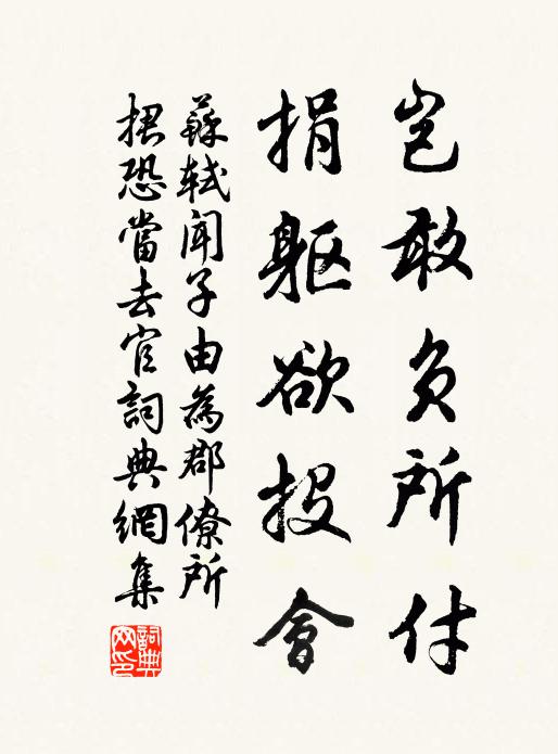 苏轼岂敢负所付，捐躯欲投会书法作品欣赏