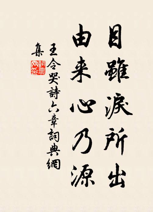 王令目虽泪所出，由来心乃源书法作品欣赏